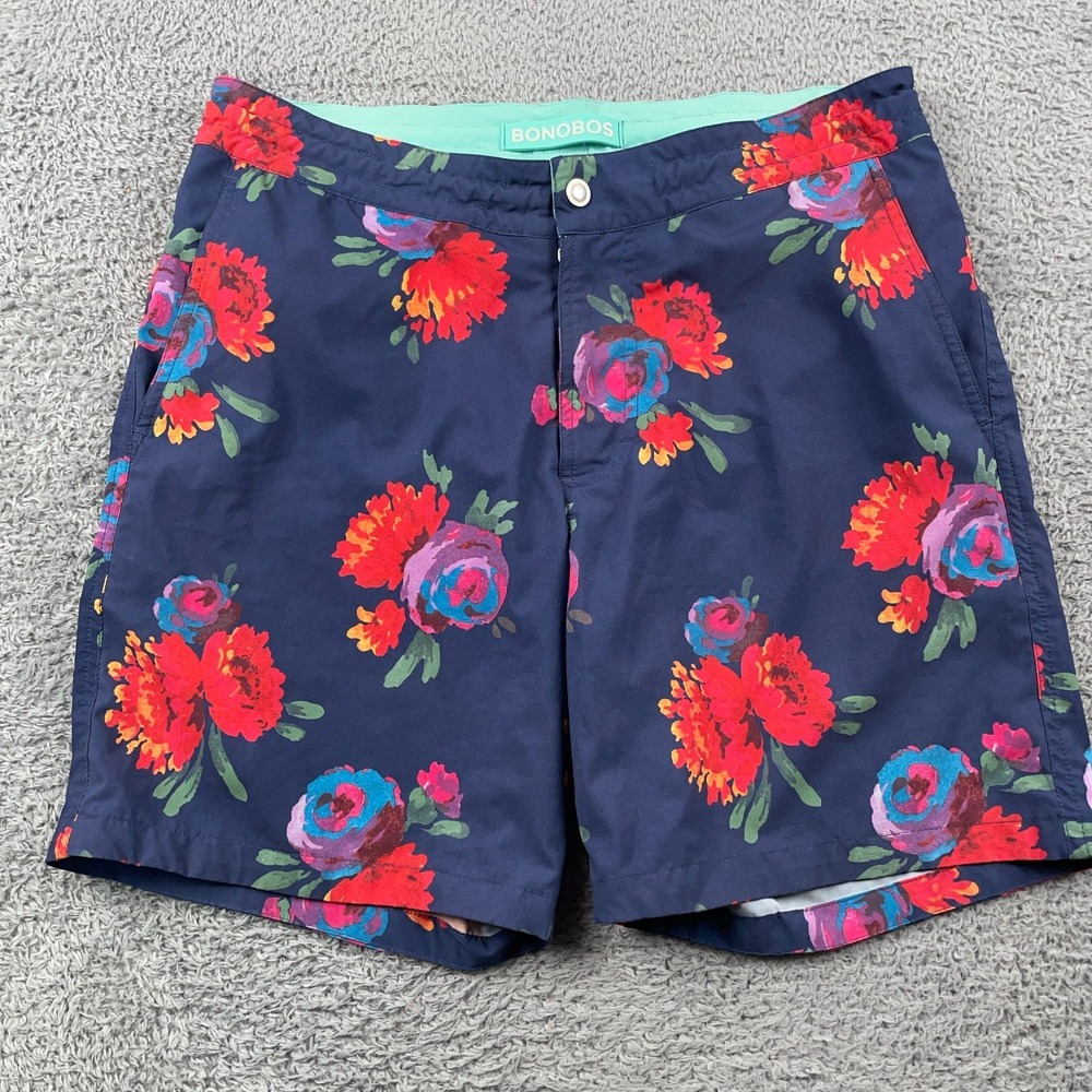 Bonobos Swim Trunks Mens 30 Blue Floral 7" Quick Dry Board Shorts Outdoor Beach